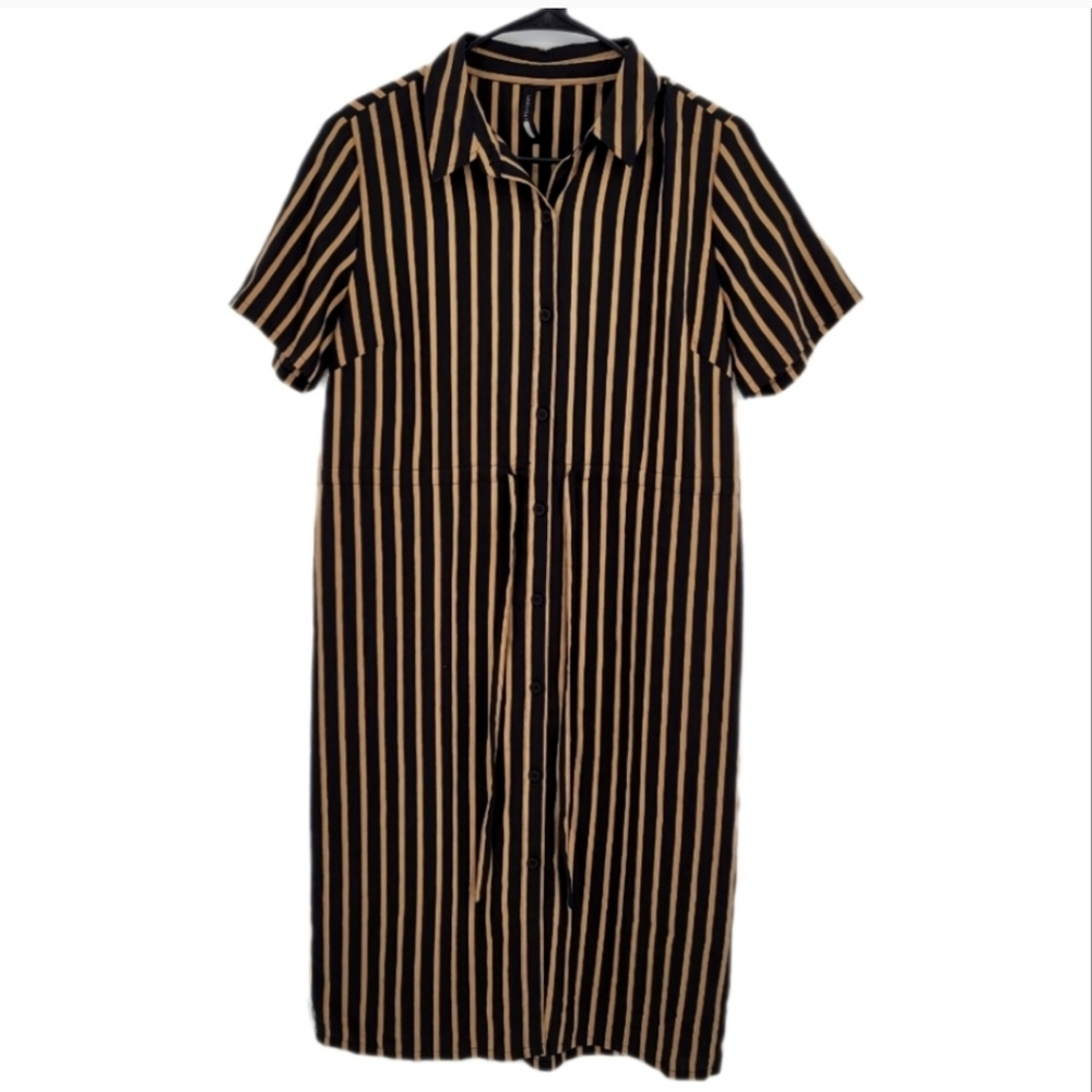 Button down Striped Midi Dress Size M